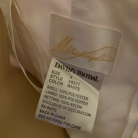 NWT Davids Bridal Michaelangelo White Halter A-Line Gown Beaded Lace Dress - Picture 11 of 11